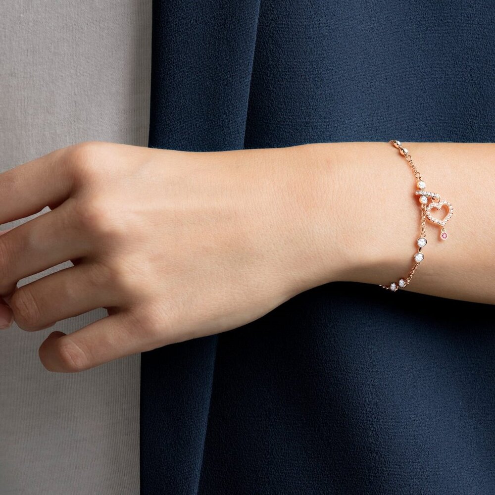 Swarovski Heart Bracelet Charm, Rose-Gold Tone Plated